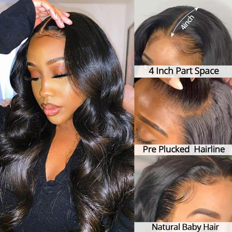 Body Wave Lace Closure Wig Real Human Hair Wigs Preplucked with Natural Hairline