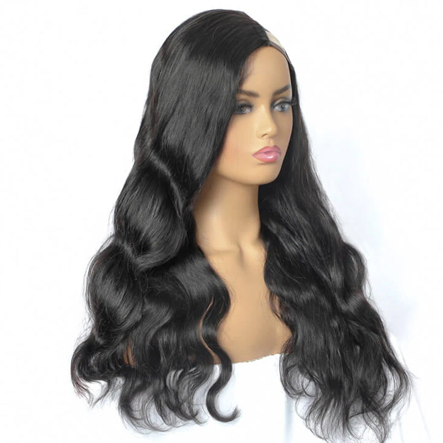 Amanda U Part Wig Brazilian Hair Body Wave 150 Density Remy Human Wigs Short Wigs