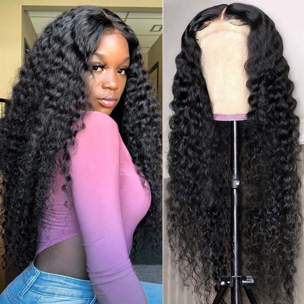 deep wave transparent wig