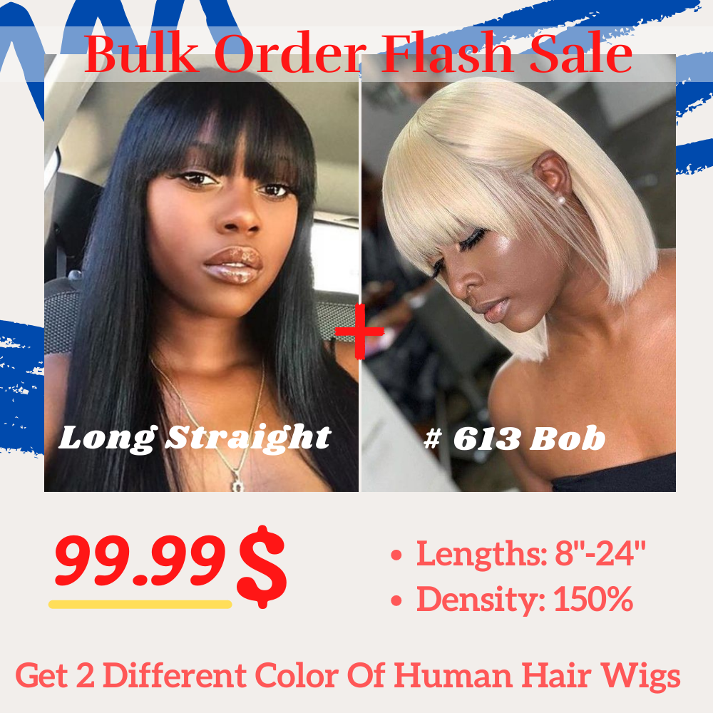 Stock Limited Flash Sale: $99.99 Get 2 Trendy Human Hair Wigs