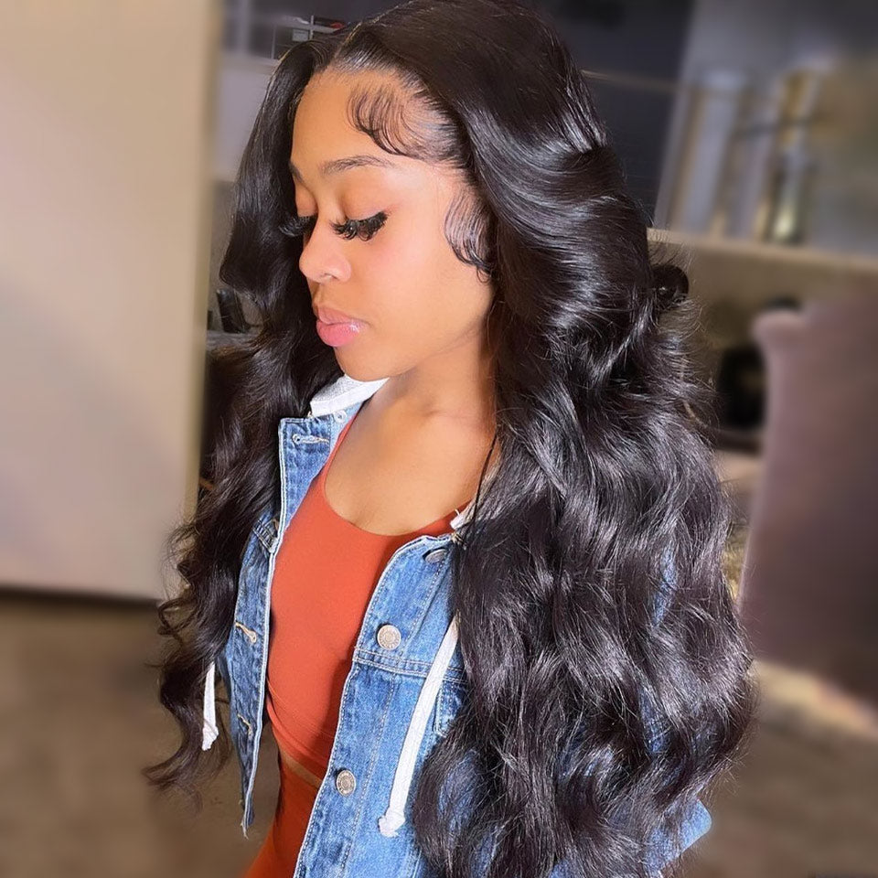 Body Wave Lace Closure Wig Real Human Hair Wigs Preplucked with Natural Hairline