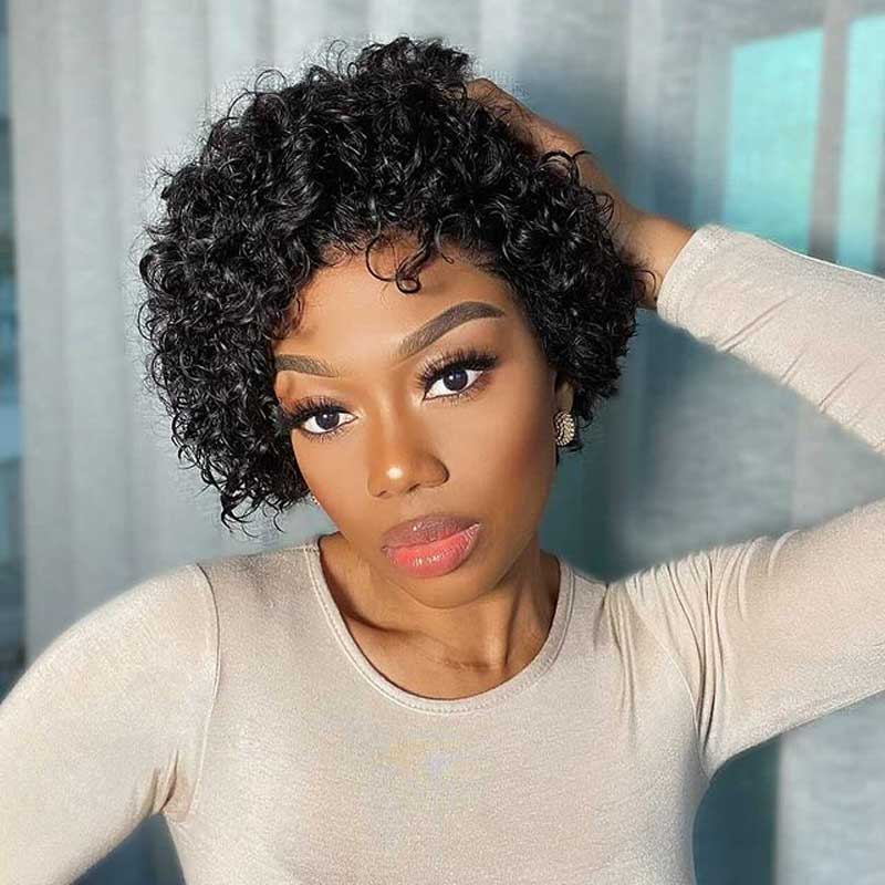 Jerry Curly Short Pixie Cut Wig For African American-Amanda Hair