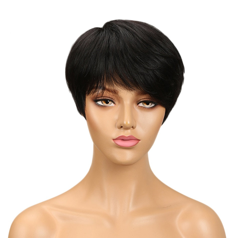 Short Pixie Cut Peruvian Straight Machine Made 100% Human Virgin Hair None Lace Wig for Women - Amanda Hair