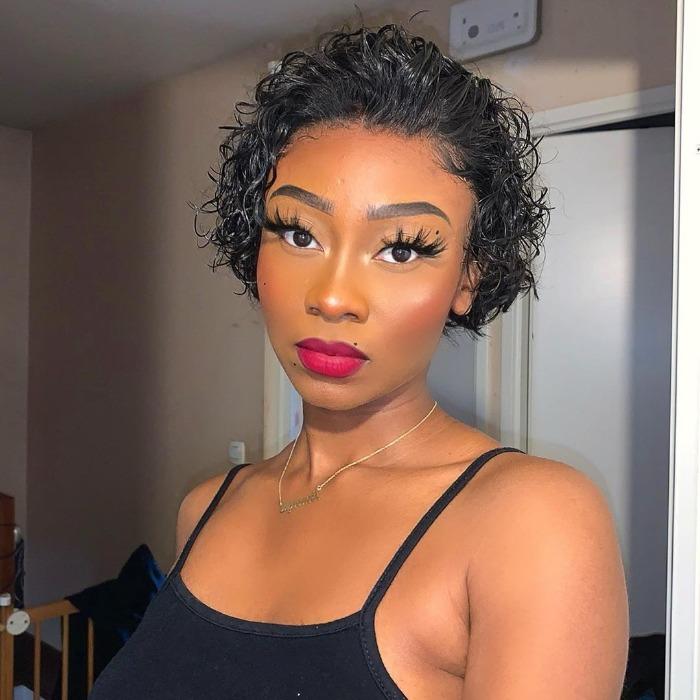 Curly Pixie Cut Wig Short Lace Front Human Hair Wigs For Black Women Brazilian T part Curly Bob Wigs -Amanda Hair