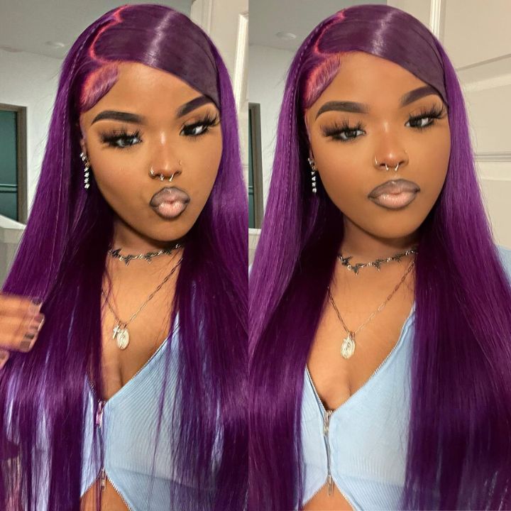 Colorful Straight Lace Frontal Transaparent Wigs Transparent HD Lace Wigs Pre-plucked with Baby Hair - Amanda Hair