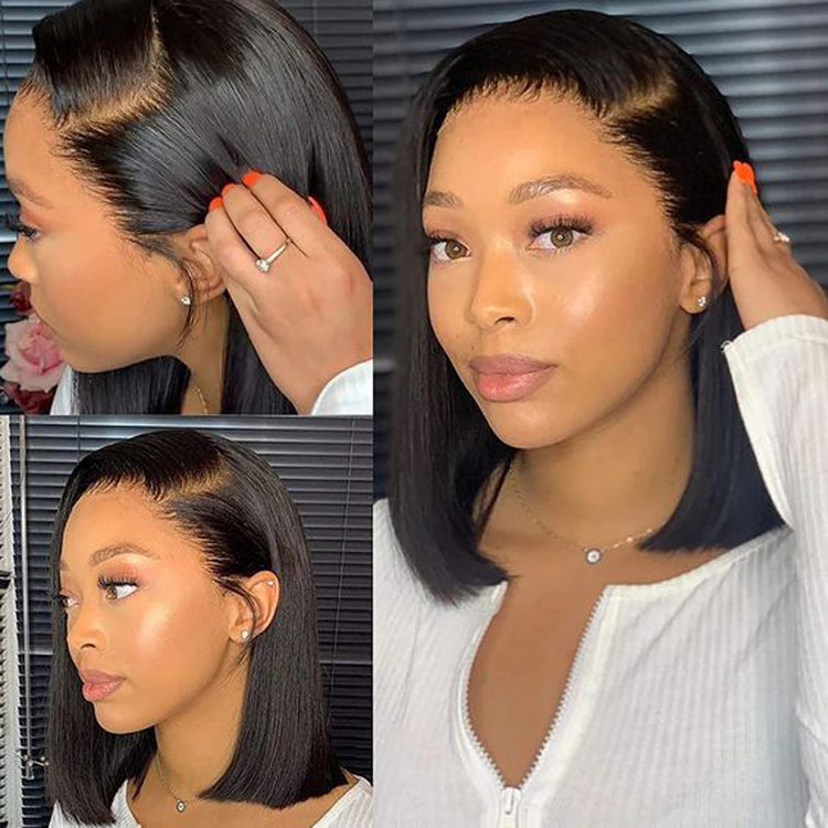 short straight human hair bob wig