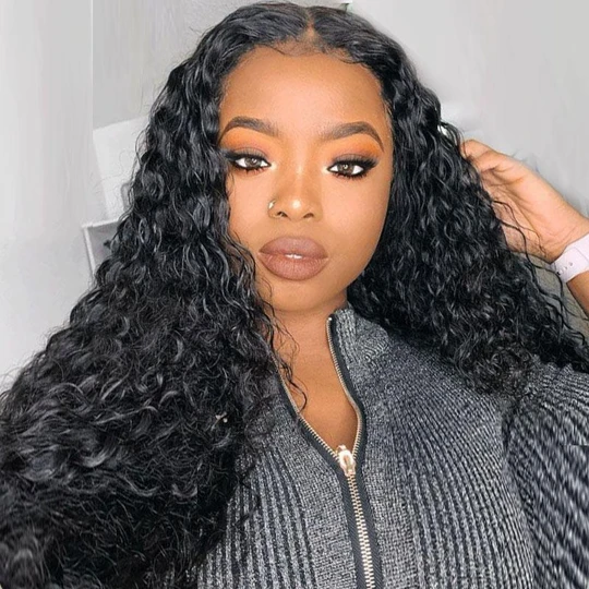 Water Wave Wig Human Hair  Lace Closure Wig