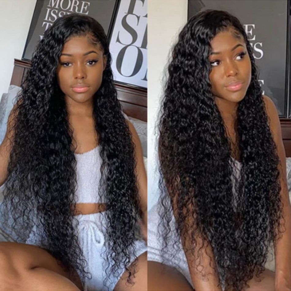 Long Water Wave Brazilian Hair 5 * 5 HD Lace Closure Transparent Wig