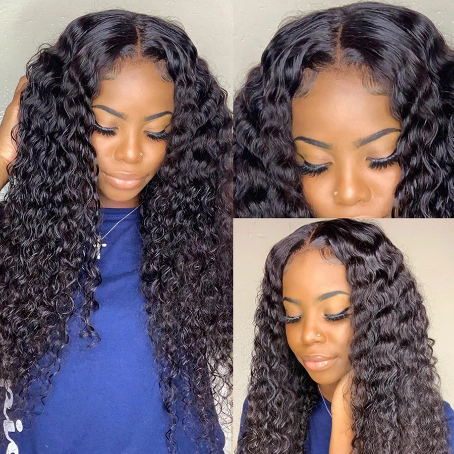 Affordable Brazilian Water Wave Human Hair Wigs Glueless 4*4 Swiss Lace Closure Wig For Women