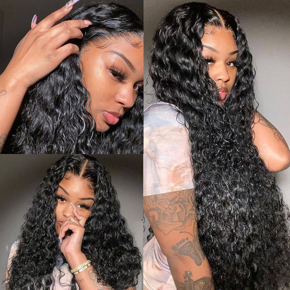 Water Wave Wig Human Hair  Lace Closure Wig