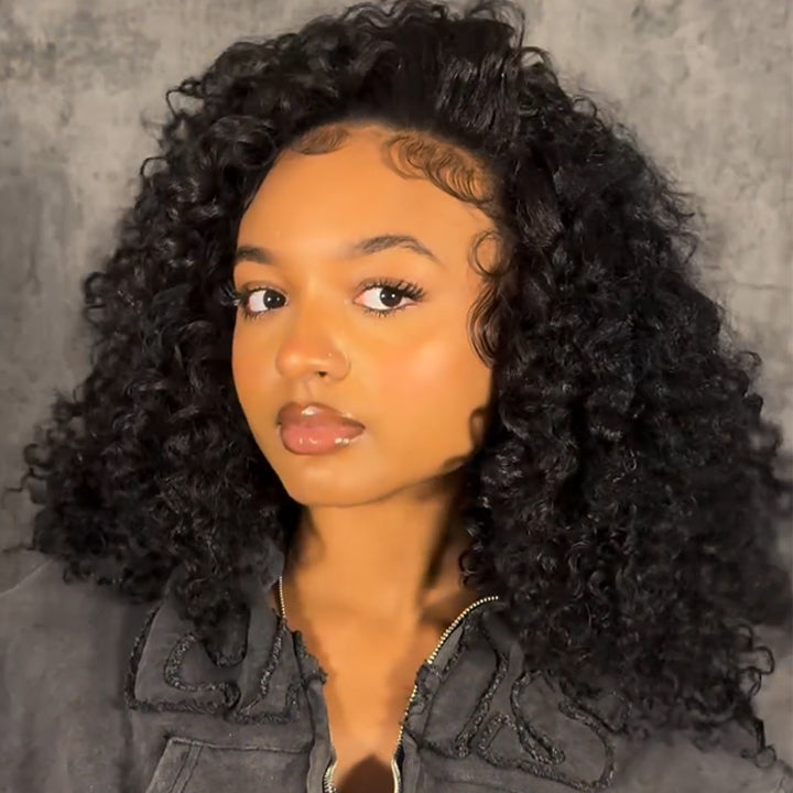 Sunshine Chic Human Hair Fluffy Deep Wave Clear Transparent Glueless Lace Front Short Curly Wigs For Women NO Code Needed-Amanda Hair
