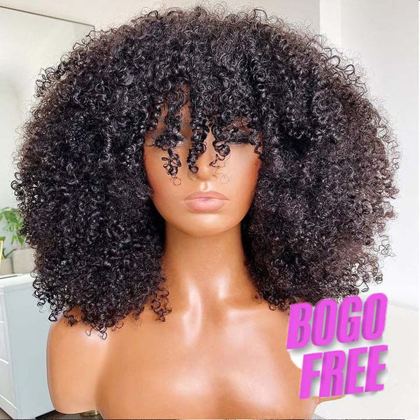 Pelucas brasileñas del cabello humano de la onda del cuerpo con flequillo para las mujeres Peluca larga sin cola hecha a máquina completa - Amanda Hair