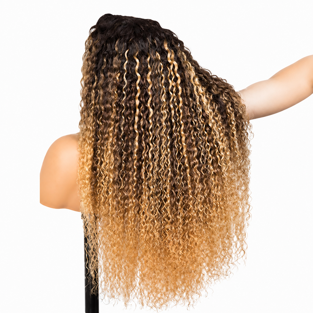 Amanda 13x6 Full Lace Front 300% Density Honey Blonde Ombre Balayage Deep Curly Glueless Human Hair Wig