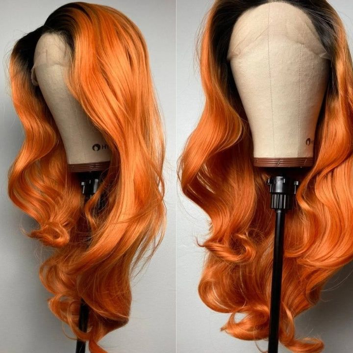 New Arrival Dark Root Ginger Colored Body Wave 13x4 Lace Front /4*4 Lace Closure Wigs With Baby Hair - Amanda Hair
