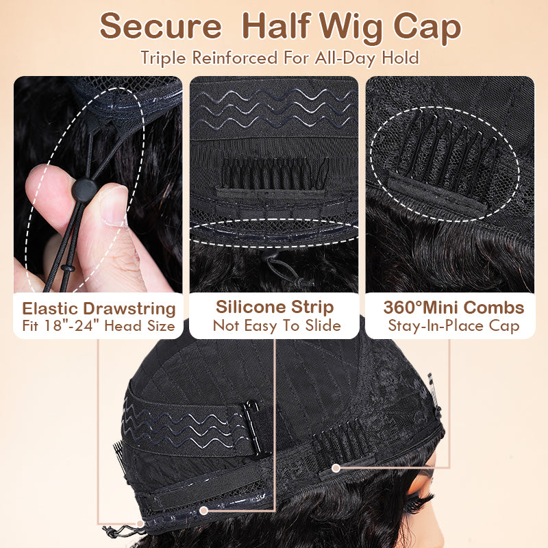 3 In 1 Half Wig Burmese Curly Spiral Curls End Glueless Flexible Fit Drawstring Put On And Go Flash Sale - Amanda Hair
