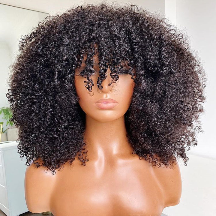 Pelucas brasileñas del cabello humano de la onda del cuerpo con flequillo para las mujeres Peluca larga sin cola hecha a máquina completa - Amanda Hair