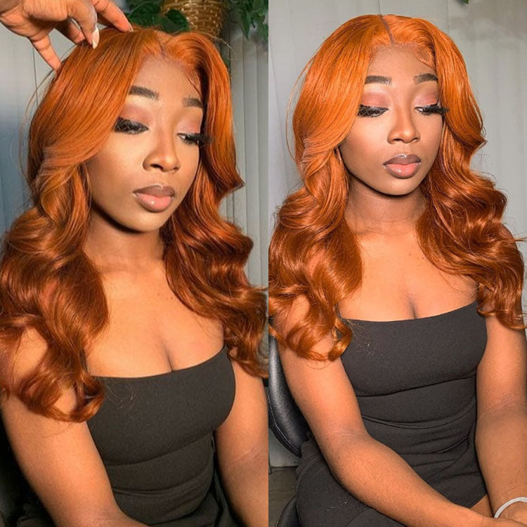 Ginger Colored Body Wave 13x4 Lace Front /4*4 Lace Closure Wigs With Baby Hair - Amanda Hair