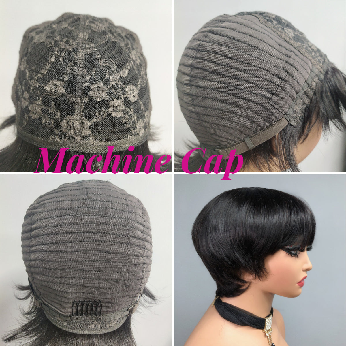 New 6 Inch Afro Kinky Curly Bob Wig With Bangs  Curly Pixie Cut Glueless Wig Machine Human Hair Wigs For Black Women -Amanda Hair