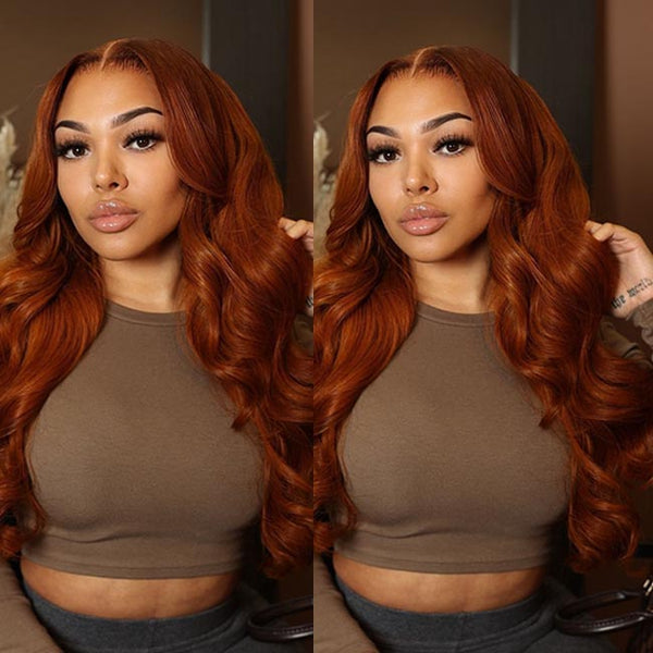Buy 1 Get 1 Free Dark Root Ginger Colored Body Wave 13x4 Lace Front /4*4 Lace Closure Wigs With Baby Hair - Amanda Hair
