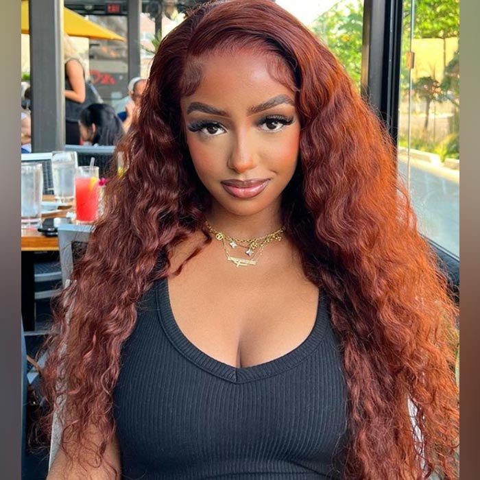 Bogo Flash Sale| Top-Selling Loose Wave Glueless 6x4 Lace Wig with Curtain Bangs + Long Water Wave Reddish Brown 7x5 Lace Wig