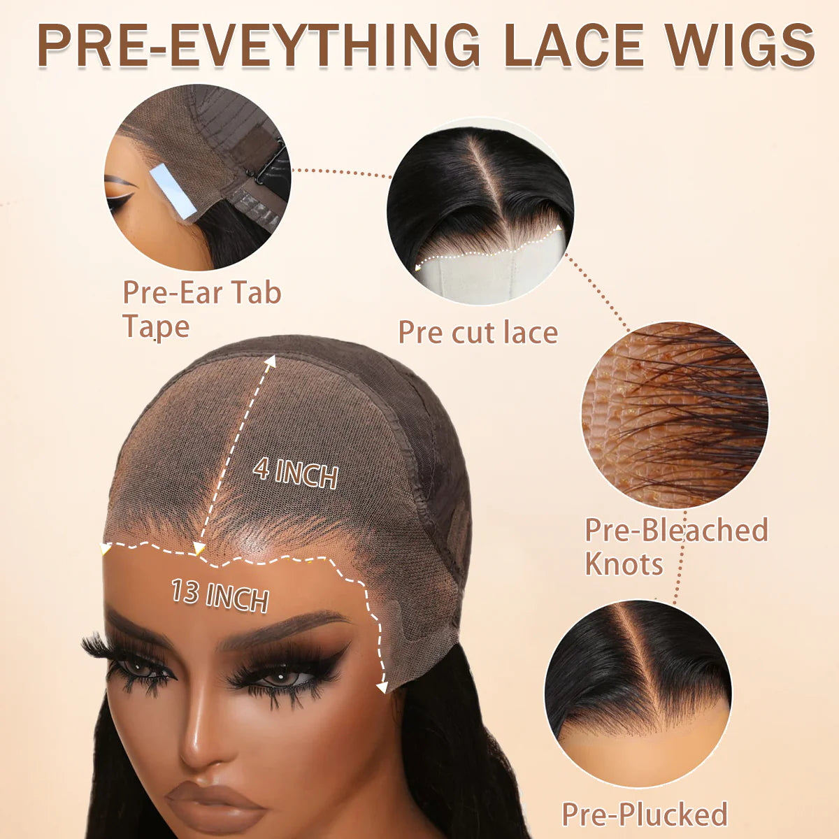 24H Fast Shipping Flash Sale Wear & Go 200% Density Brown Highlight 13×4 Glueless Lace Front Wig Loose Wave Wig