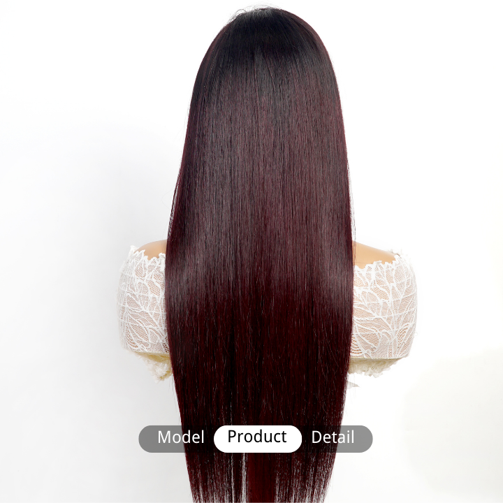 Dark Root Ombre Purple Glueless Lace Front Straight Colored Wigs Human Hair Transparent -Amanda Hair