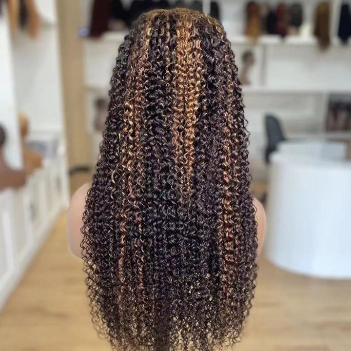 Cabello ondulado al agua 13 * 4 HD Pelucas delanteras de encaje Peluca de encaje transparente sin cola Línea de cabello desplumada-Amanda Hair 