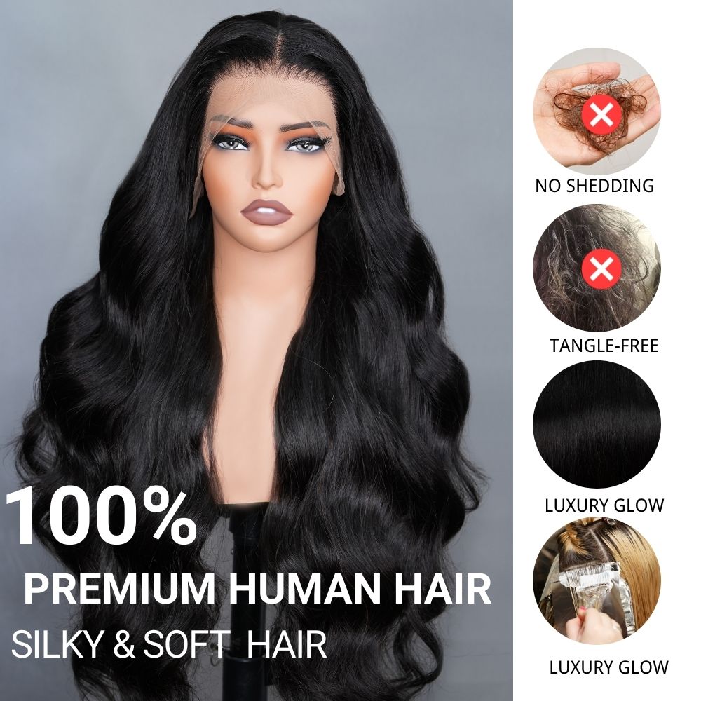 300% Ultra Dense Glueless Wig Loose Body Wave 6x4 Closure Clear Lace Pre Cut & Plucked & Bleached Ready to Go - Amanda Hair