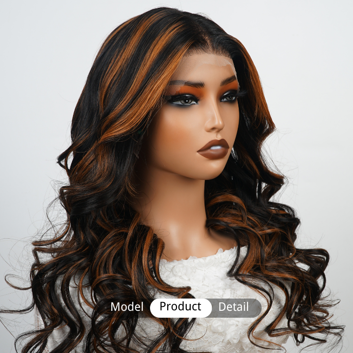 Highlight Blonde Glueless Transparent  Lace Front Loose Wave Colored Wigs Human Hair -Amanda Hair