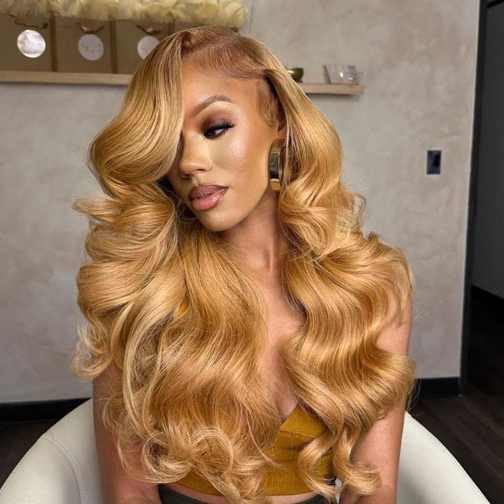 Honey Blonde Body Wave / Layer Straight #27 Color 13*4 Lace Front Human Hair Wigs for Women-Amanda Hair