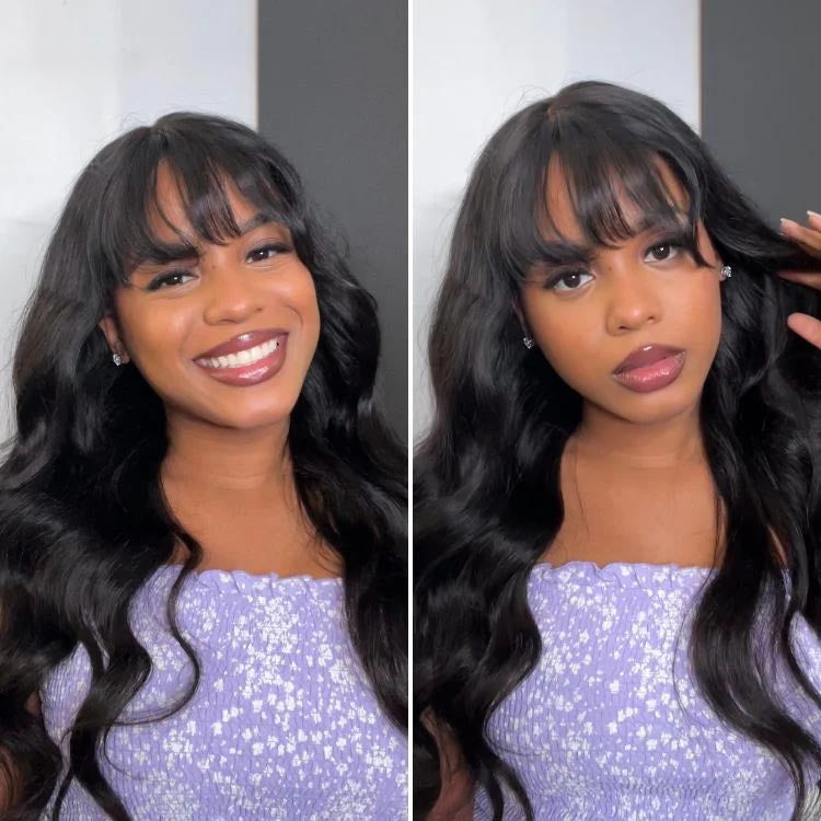 Extra 50% Off | Loose Wave 13x4 Pre-Everything Lace Frontal Fluffy Wig With Face Framing Bangs And Invisi-Drawstring