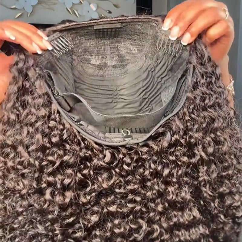 Amanda Hair - 3 In 1 Half Wig Kinky Curl Wear & Go Drawstring Band No Glue Need Coily Curl  Flip Over Wig Beginner Friendly Flash Sale