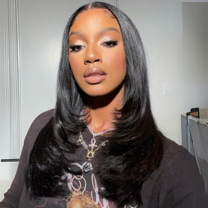 Butterfly Layered Cut Yaki Straight Lace Front Wigs 7*5 Put on and Go Lace Wig Flash Sale