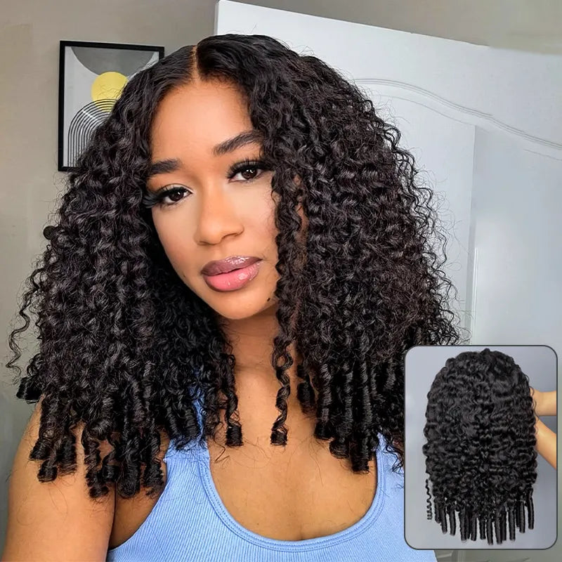 Burmese Curly Spiral Curls End Glueless 13x6 Lace Wig Flexible Fit Drawstring Put On And Go Natural Hairline  - Amanda Hair