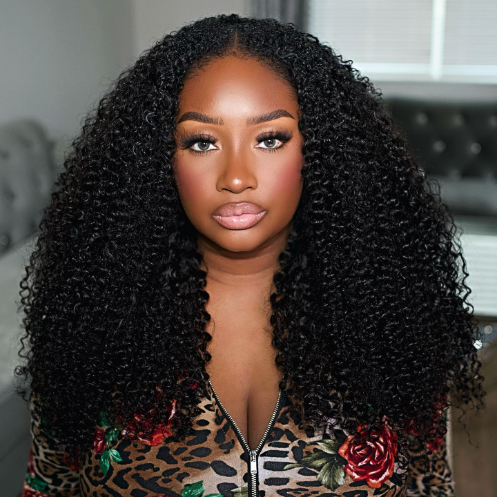 Glueless V Part Wig Beginner Friendly Curly Human Hair No Sew In No Gel NO Leave Out- Amanda Hair