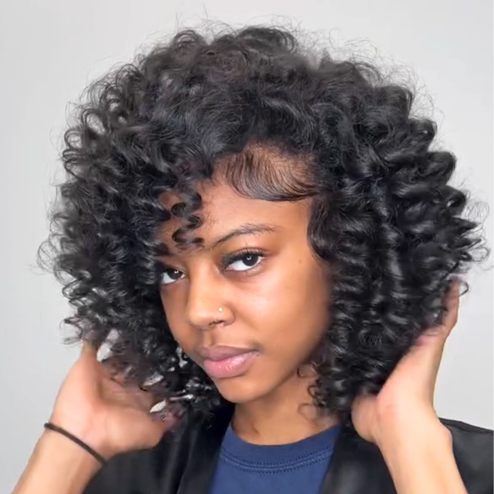 Wand Curl Hair 13x4/4x4 Lace Front Human Hair Wig Bouncy Spring Curly Lace Front Wigs - Amanda Hair