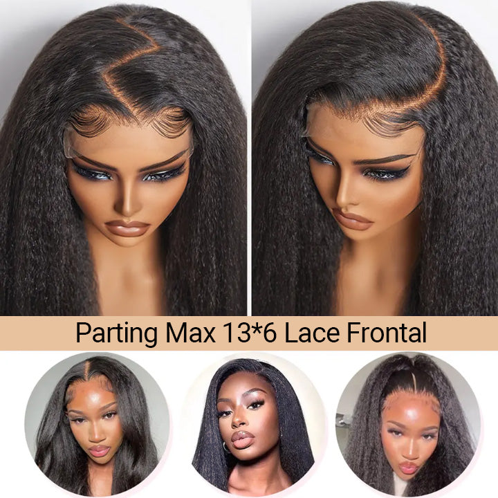 13x6 HD Transparent Yaki Lace Front Wigs Kinky Straight 100% Human Virgin Hair For Women  -Amanda Hair