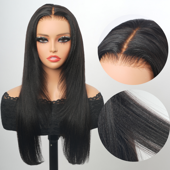 Butterfly Layered Cut Yaki Straight Lace Front Wigs 7*5 Put on and Go Lace Wig Flash Sale