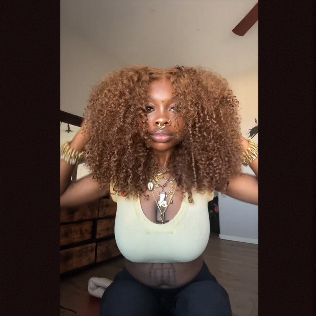 Amanda Glueless Thick Fluffy Afro Curly Human Hair Bob Wigs 7x5 / 13x4 Invisiable Lace Wig Flash Sale