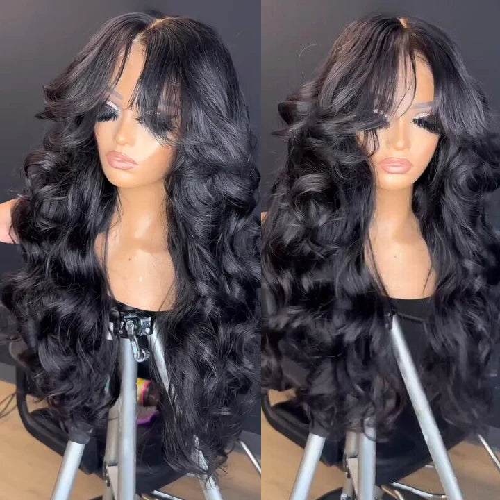 Curtain Bangs Loose Wave Glueless Lace Front Wigs+Loose Wave Ginger Brown 13*4 Lace Front Wigs Flash Sale