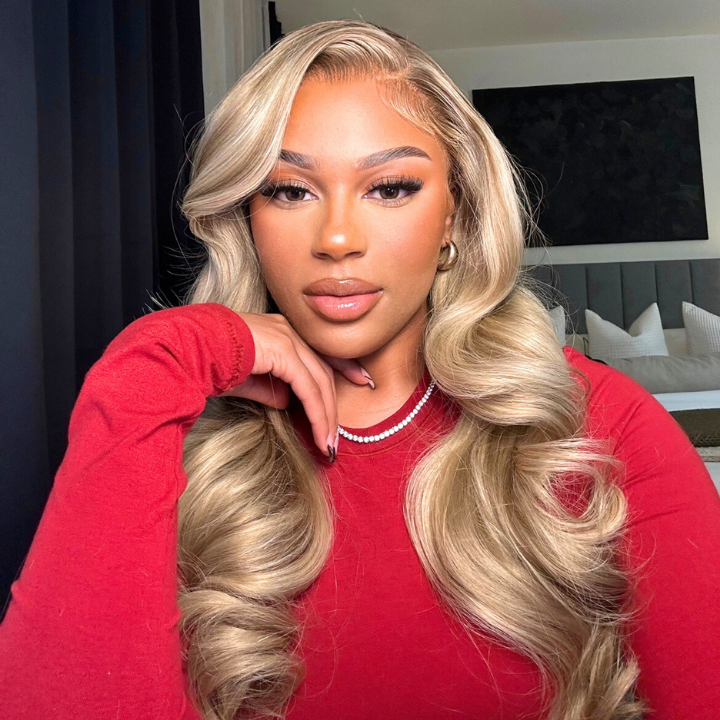 Amanda Hair Body Wave Balayage Highlight Linen 13*4 Lace Wigs P16/613 Lace Front Wigs Human Hair Undetectable Transparent Lace Wigs