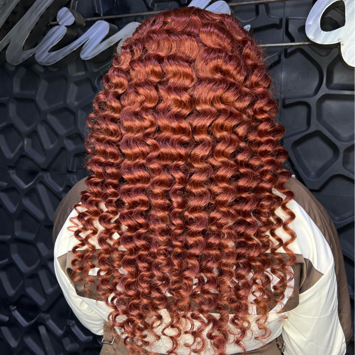 Pelucas de encaje transparente rizado español marrón cobre línea de cabello profunda 100% cabello humano HD pelucas frontales de encaje transparente-Amanda Hair