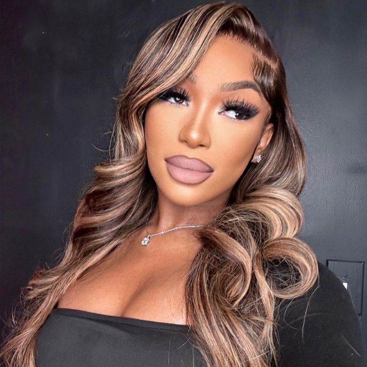 Highlight 4/27 Ombre Color Guleless Body Wave  ]Remy Human Hair  Frontal Wigs - Amanda Hair