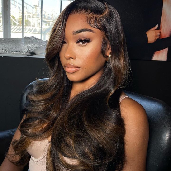 FLASH SALE $99 Blayage Highlight 1B/30 Color Body Wave Human Hair 13x4 Lace Front Wigs
