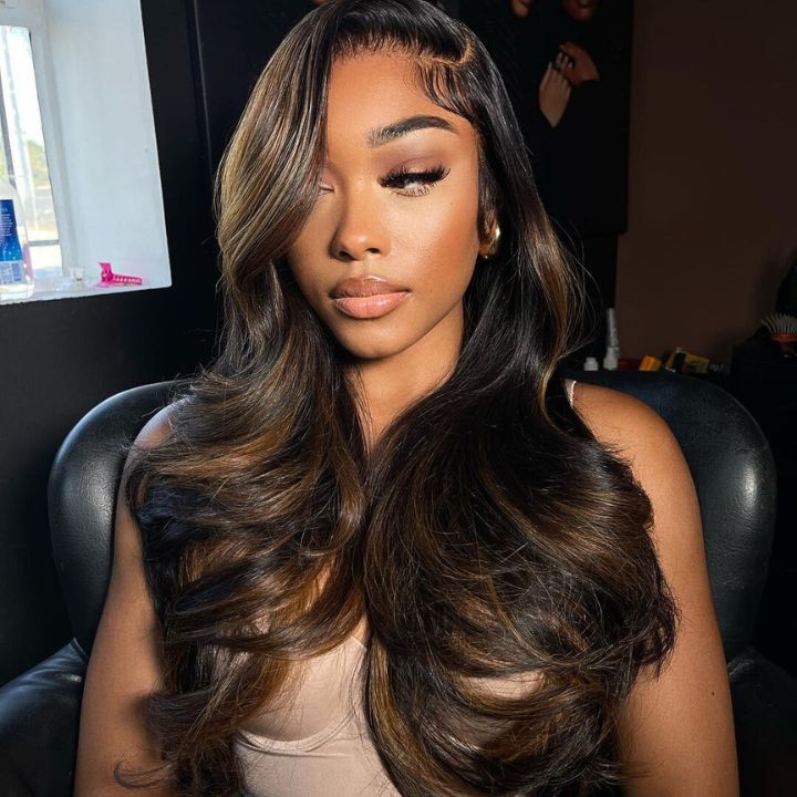 Blayage Highlight 1B/30 Color Body Wave Human Hair 13x4 Lace Front Wigs