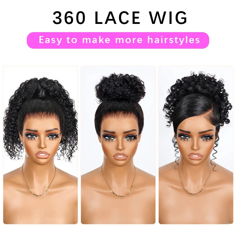 Deep Curly Snug Fit 360 Invisible Strap Glueless Pre-Bleached And Pre-Cut Lace Human Hair Wig