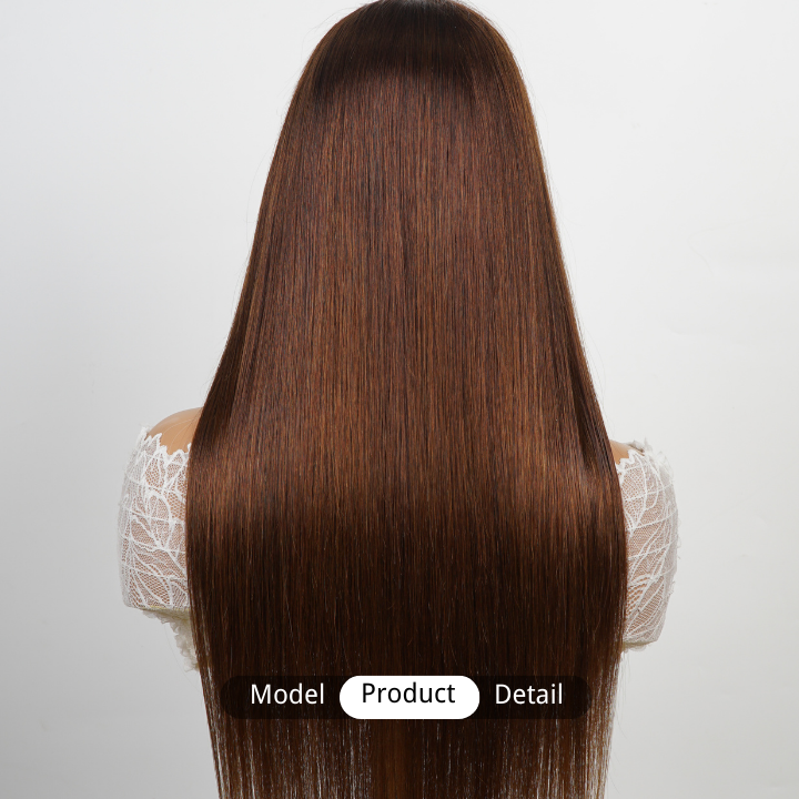 Ombre Brown Money Piece White Human Hair Transparent Glueless Lace Front Straight Colored Wigs-Amanda Hair