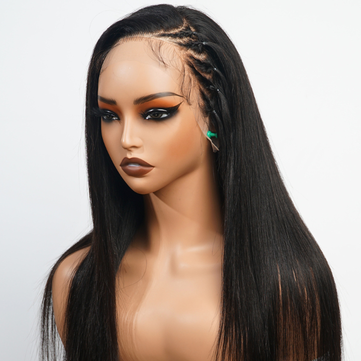 Straight Braids Lace Front Wig Clear Transparent Lace Silk Human Hair Wig- Amanda Hair