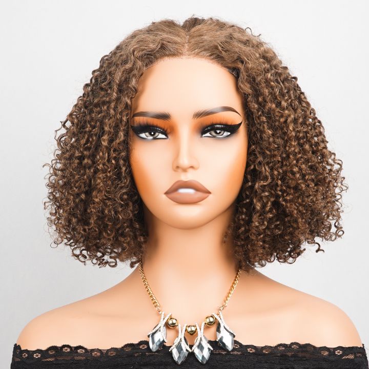 Flash Sale: $0 get The Bob Wig Two Tone Ombre Honey Blonde Glueless Curly Clear Transparent 6x4 Lace Closure Colored Wigs