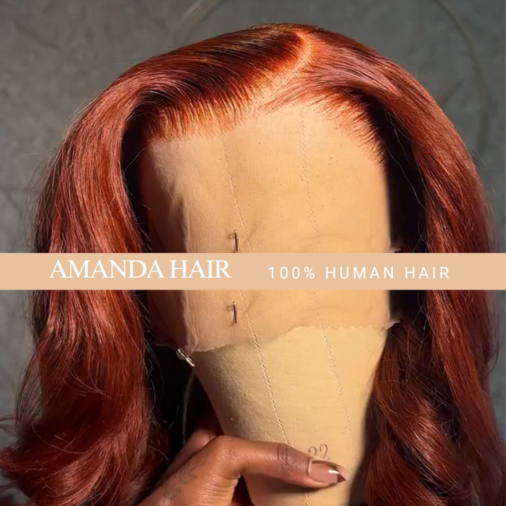Amanda Hair Loose Wave 13*4 Lace Wigs Ginger Brwon Lace Front Wigs Human Hair Undetectable Transparent Lace Wigs